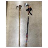 (2) Crafted Walking Sticks