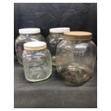(4) Vintage Countertop Glass Canisters