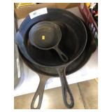 (3) Unmarked Cast Metal Frying Pans