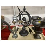 Cast Metal Urns, Sundial and Figurine