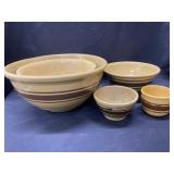 Yellow Ware Banded Mixing Bowls