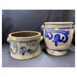 (2) European Salt Glazed Storage Crocks