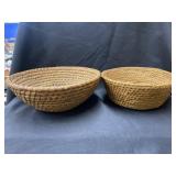 (2) Rye Straw Woven Bowls