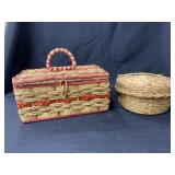 (2) Wicker Woven Sewing Baskets