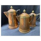 (3) Graduated Copper Coffee Pots