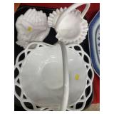 (3) Pieces of Milk Glass