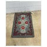 Vtg. Floral Hooked Rug