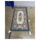 Vtg. Floral Hooked Rug