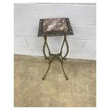 Ornate Brass Marble Top Plant Stand