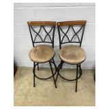 (2) Modern Swivel Upholstered Bar Stools