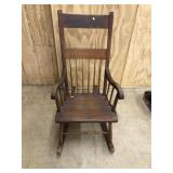 Vtg. Plank Seat Rocking Chair