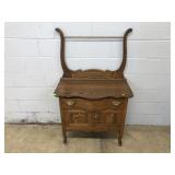 Vtg. Oak Wash Stand w/ Towel Bar