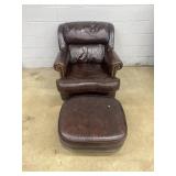 Leather 2 Pc. Chair & Ottoman Set