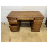 Double Pedestal Oak Desk