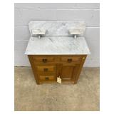 Vtg. Oak Marble Top Wash Stand