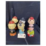 6 Vintage Oriental Bobbleheads 1960s