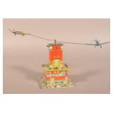 Tin Litho Wind-Up Flying Airplanes Toy