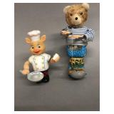 Piggy Cook and Fishing Bear Wind-Up Toys