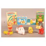4 Fuji Press Kogyo Small Wind-Up Toys w/ Boxes.