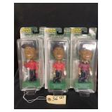 3 Tiger Woods Bobbleheads Upper Deck 2002