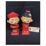 1960s Oriental Boy & Girl Kissing Bobbleheads