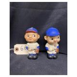(2) 1960s Baseball Mini Bobbleheads Cubs & Mil