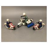 3 Tin Litho Police Motorcycles
