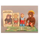 2 Vintage Battery Op Monkeys Lucky 7