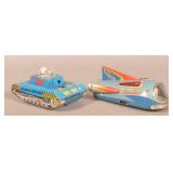 2 Vintage Tin Friction Toys