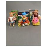 3 Vintage Wind-Up Walking Girls and Boys, etc.