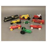 9 Vintage Plastic and Hard Rubber Vehicles