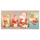 2 Vintage Battery Op Santa Clauses