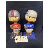 2 Wood Base Football Bobbleheads Colts & 49