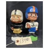 (2) 1960s Toes Up Football Bobbleheads