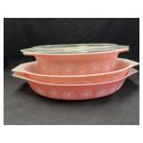 (3) Vintage Pyrex Pink Daisy Serving Dishes