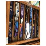 Crafted Wooden Showcase with Nascar Collectibles