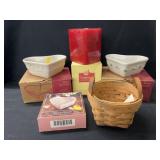 Longaberger Basket, Pottery and Candle