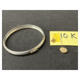 Sterling Silver Bracelet with 10K Pin