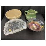 Art Glass, Stoneware Bowl, Pitcher