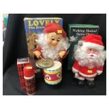 (2) Vintage Toy Santas with Avon Bottle
