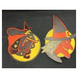 (2) Vintage Halloween Witch Form Die Cuts