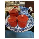 Enamelware Canisters, Contemporary Agateware