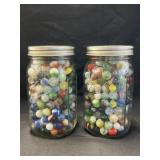 (2) Canning Jars with Agate Swirl Marbles