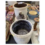 (2) Stoneware Storage Crocks with Jug