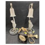 Art Deco Style Accent Lights with Shelf Clock