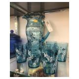 Paint Decorated Water Pitcher Set