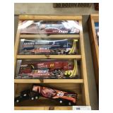 Crafted Wooden Showcase with Nascar Collectibles