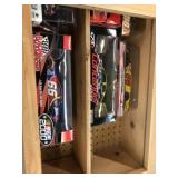 Crafted Wooden Showcase with Nascar Collectibles
