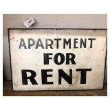 Vintage Steel APARTMENT FOR RENT Sign