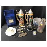 Still Bank, Beer Steins, Milk Bottle, etc.